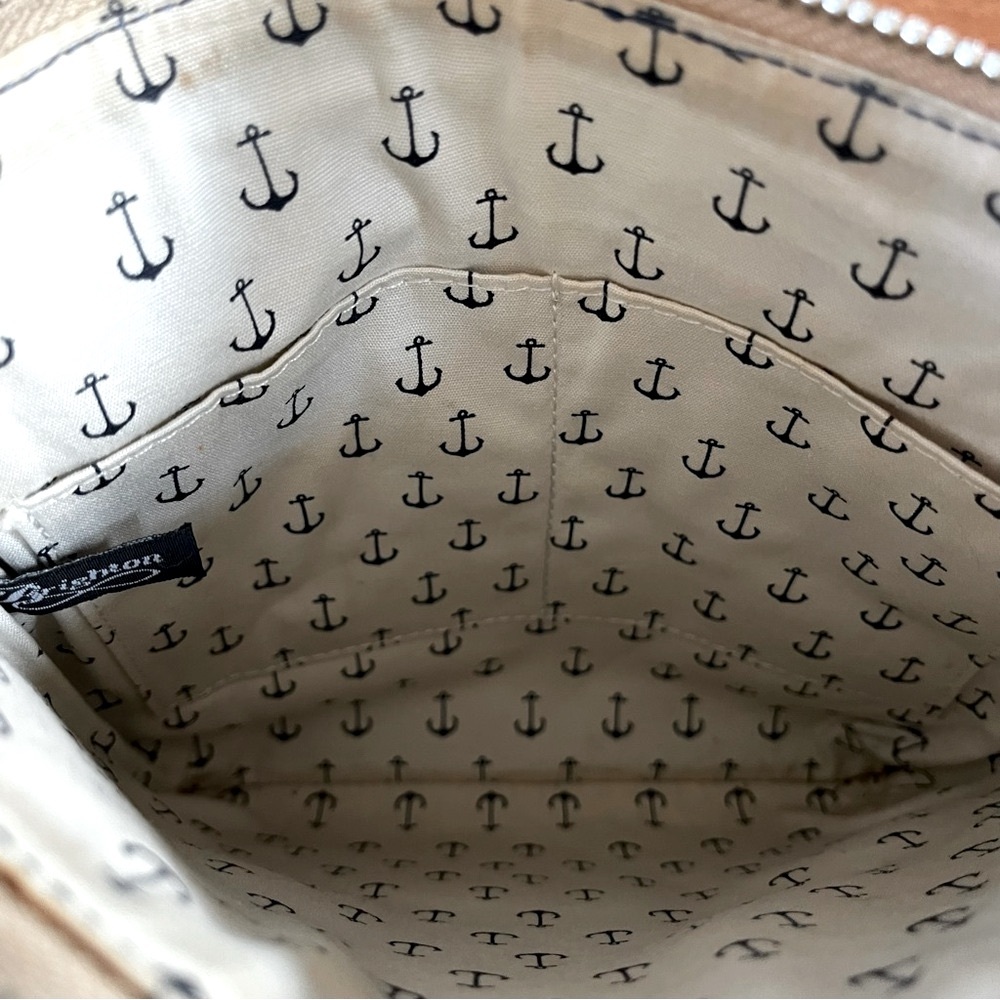 BRIGHTON Leather Mini Crossbody Bag |Seashell Graphic | Cream Navy Coastal Chic - Picture 7 of 16